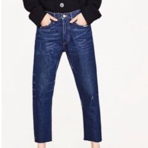 Zara dark rinse boyfriend fit jeans